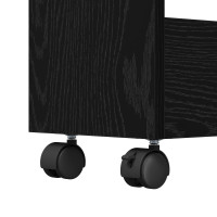 Produktbild för Smal förvaringsvagn Svart Ek 60 x 22 x 80 cm Konstruerat trä