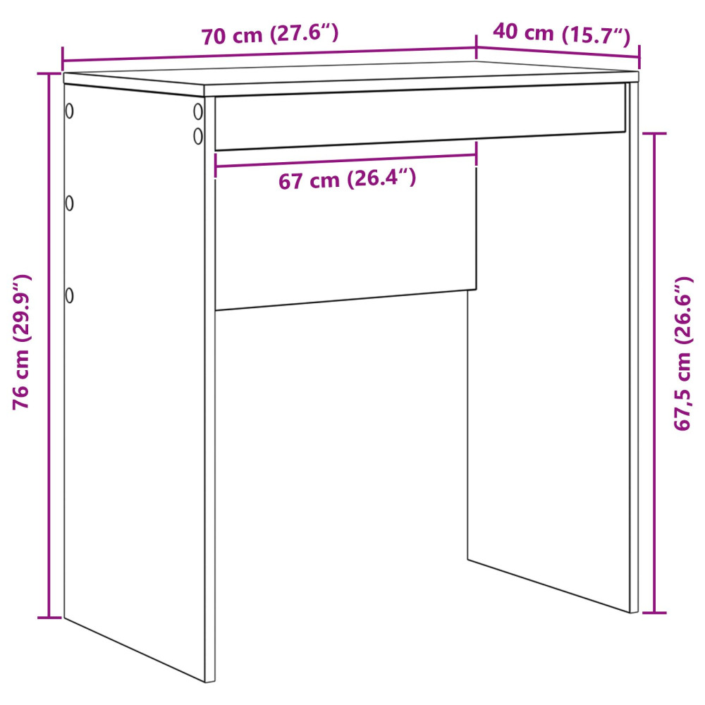 Produktbild för Skrivbord Vit 70 x 40 x 76 cm