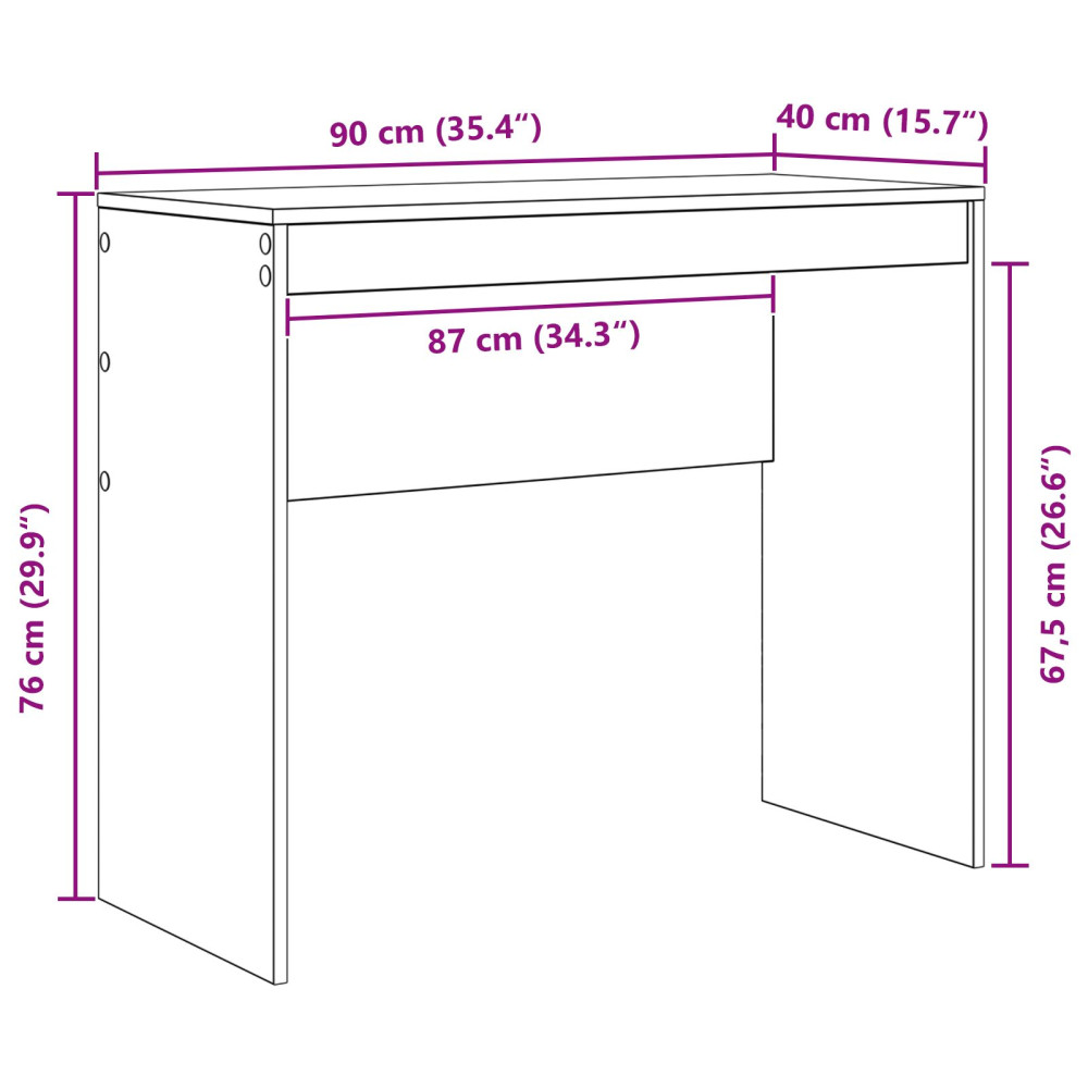 Produktbild för Skrivbord Vit 90 x 40 x 76 cm