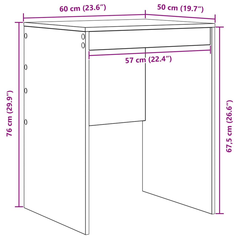 Produktbild för Skrivbord Rökt ek 60 x 50 x 76 cm
