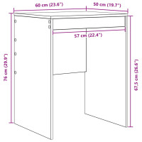 Produktbild för Skrivbord Rökt ek 60 x 50 x 76 cm