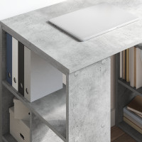 Produktbild för Skrivbord med hylla Betonggrå 90 x 50 x 75 cm Konstruerat trä