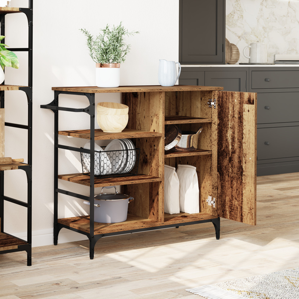 Produktbild för Köksvagn Gammalt trä 87.5 x 39 x 84.5 cm Konstruerat trä