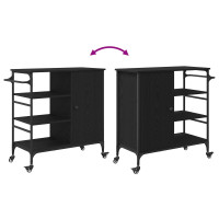 Produktbild för Köksvagn Svart Ek 87.5 x 39 x 84.5 cm Konstruerat trä