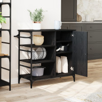 Produktbild för Köksvagn Svart Ek 87.5 x 39 x 84.5 cm Konstruerat trä