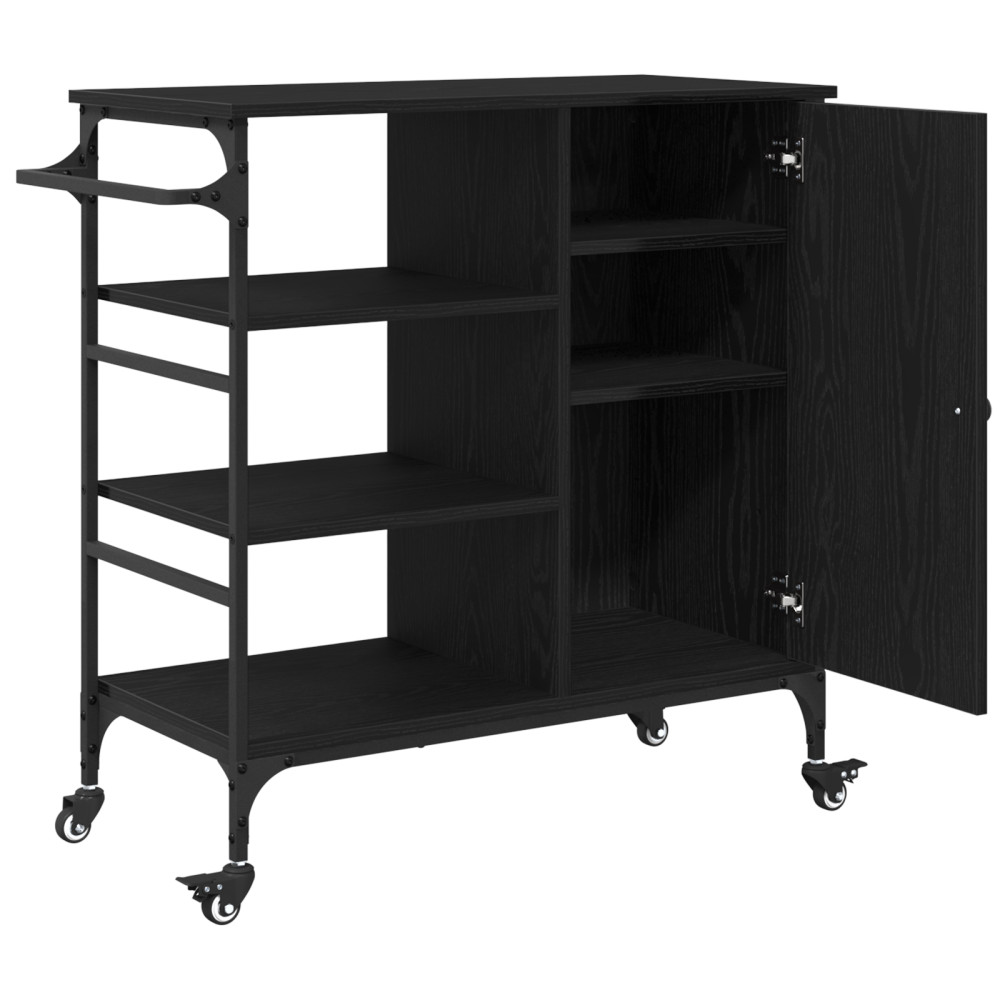 Produktbild för Köksvagn Svart Ek 87.5 x 39 x 84.5 cm Konstruerat trä