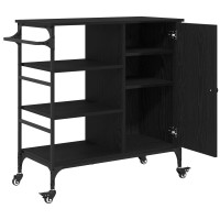 Produktbild för Köksvagn Svart Ek 87.5 x 39 x 84.5 cm Konstruerat trä