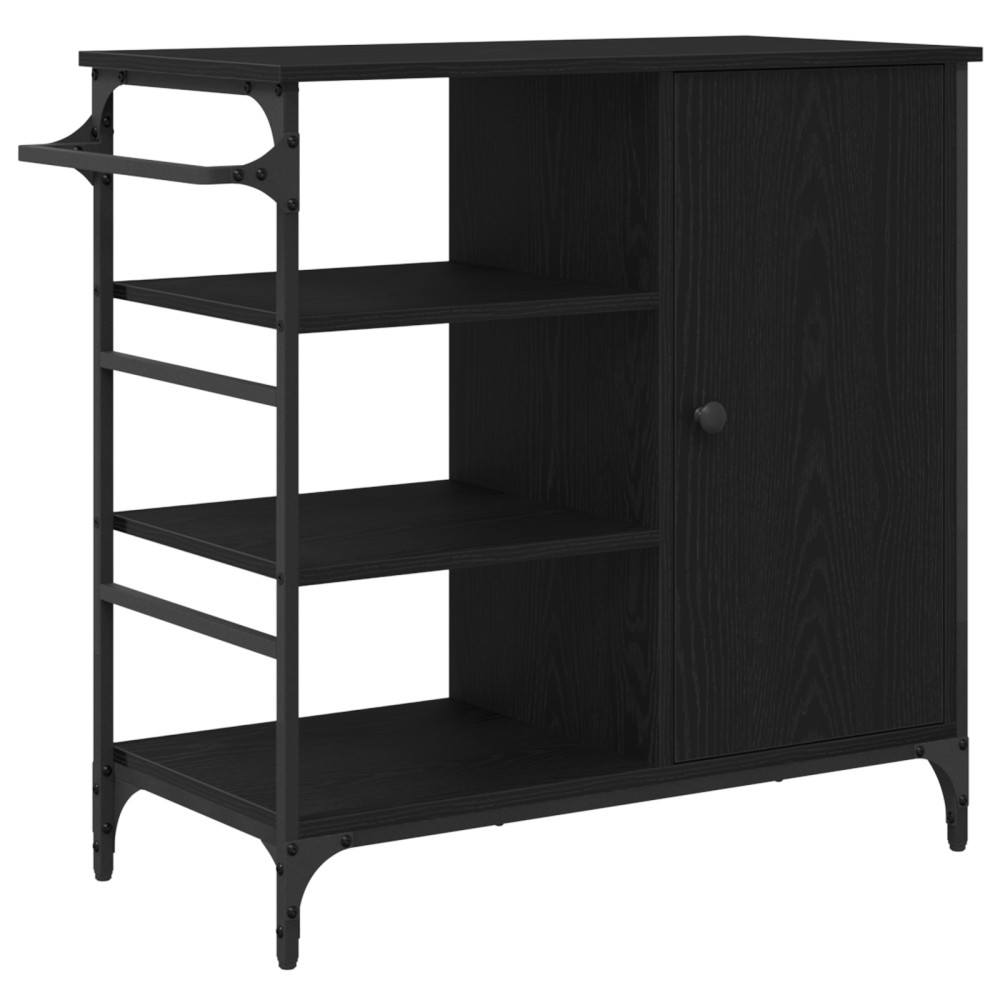 Produktbild för Köksvagn Svart Ek 87.5 x 39 x 84.5 cm Konstruerat trä