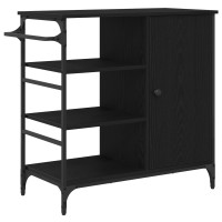 Produktbild för Köksvagn Svart Ek 87.5 x 39 x 84.5 cm Konstruerat trä