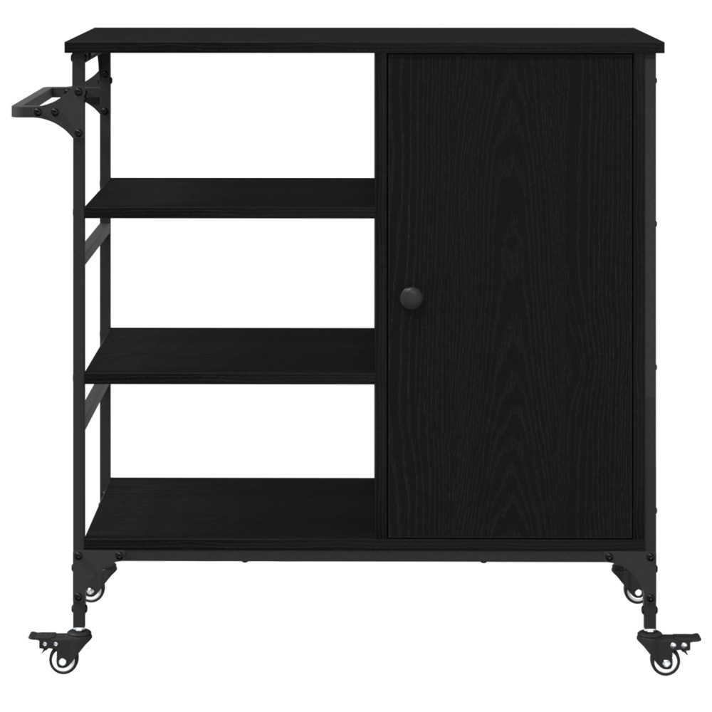 Produktbild för Köksvagn Svart Ek 87.5 x 39 x 84.5 cm Konstruerat trä