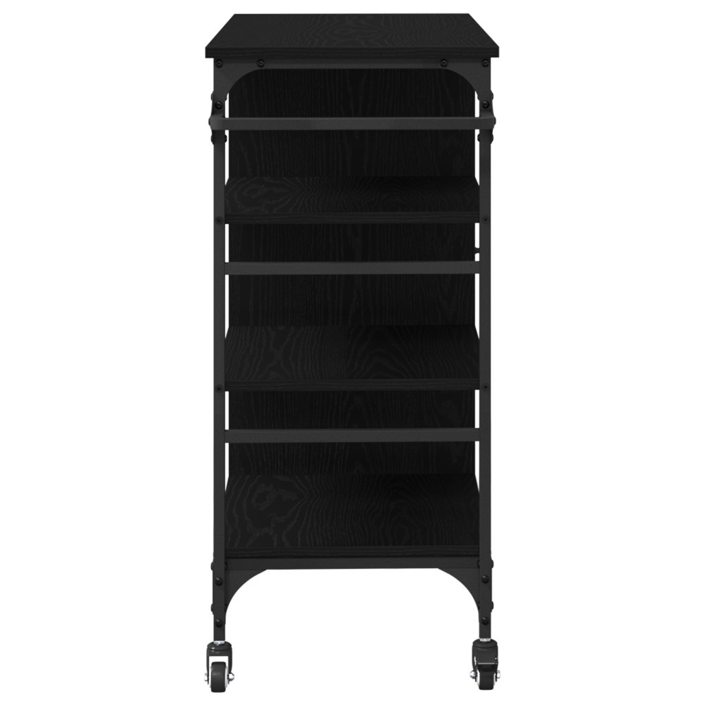 Produktbild för Köksvagn Svart Ek 87.5 x 39 x 84.5 cm Konstruerat trä