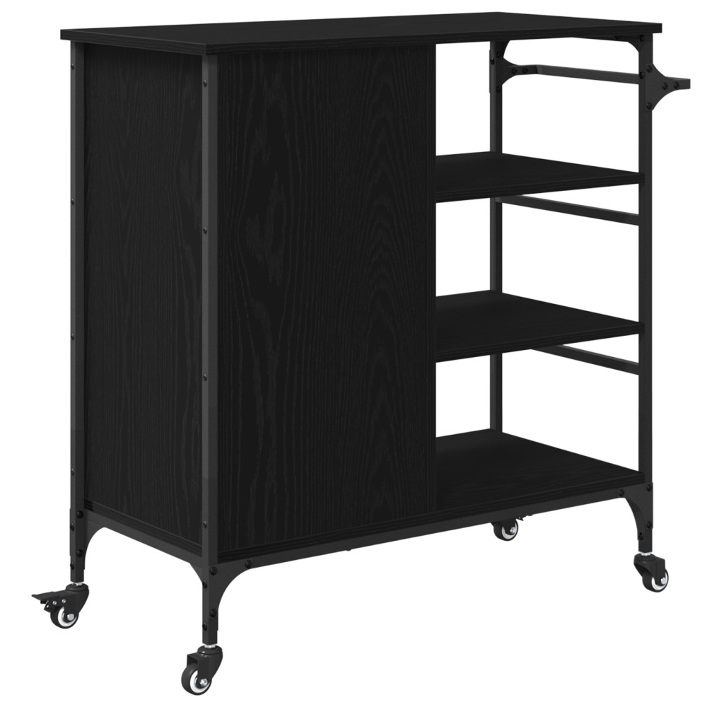 Produktbild för Köksvagn Svart Ek 87.5 x 39 x 84.5 cm Konstruerat trä