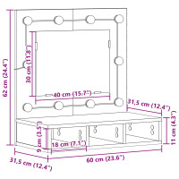 Produktbild för Spegelskåp Gammalt trä 60 x 31,5 x 62 cm Konstruerat trä