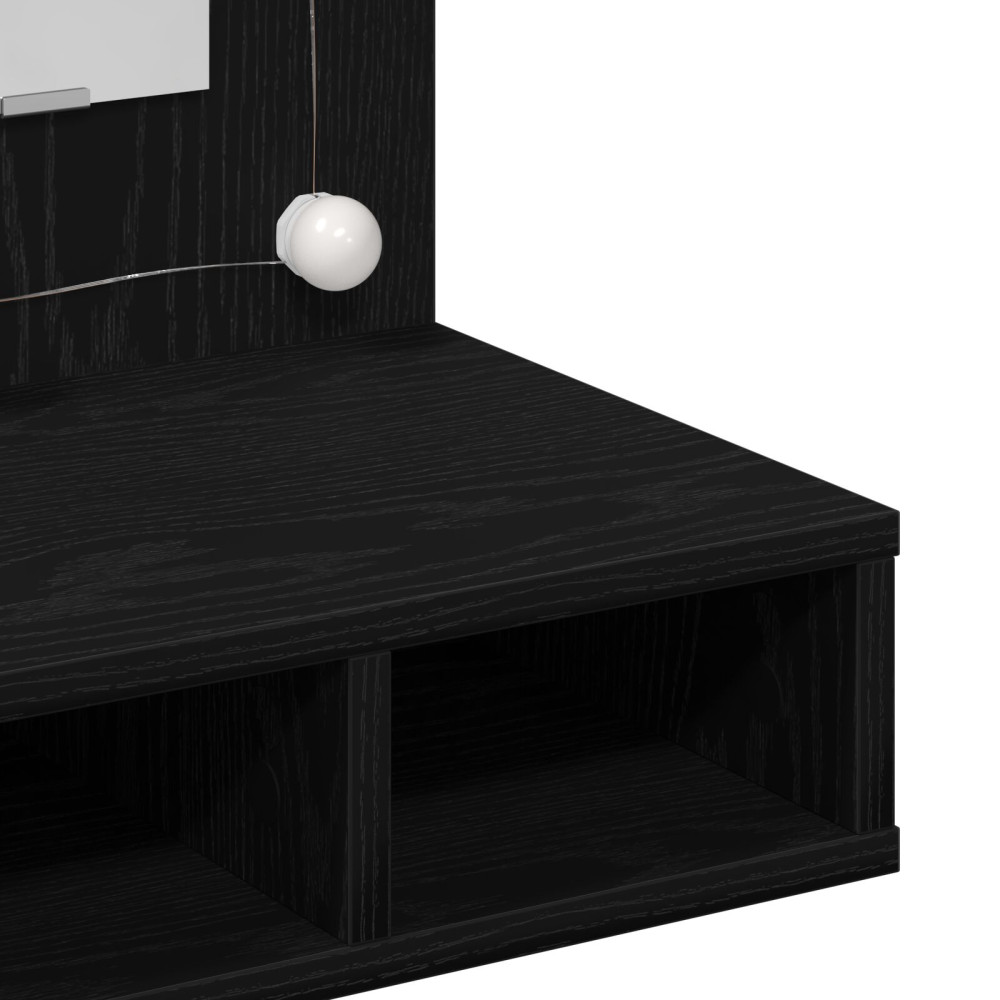 Produktbild för Spegelskåp med hylla Svart Ek 60 x 31,5 x 62 cm Konstruerat trä