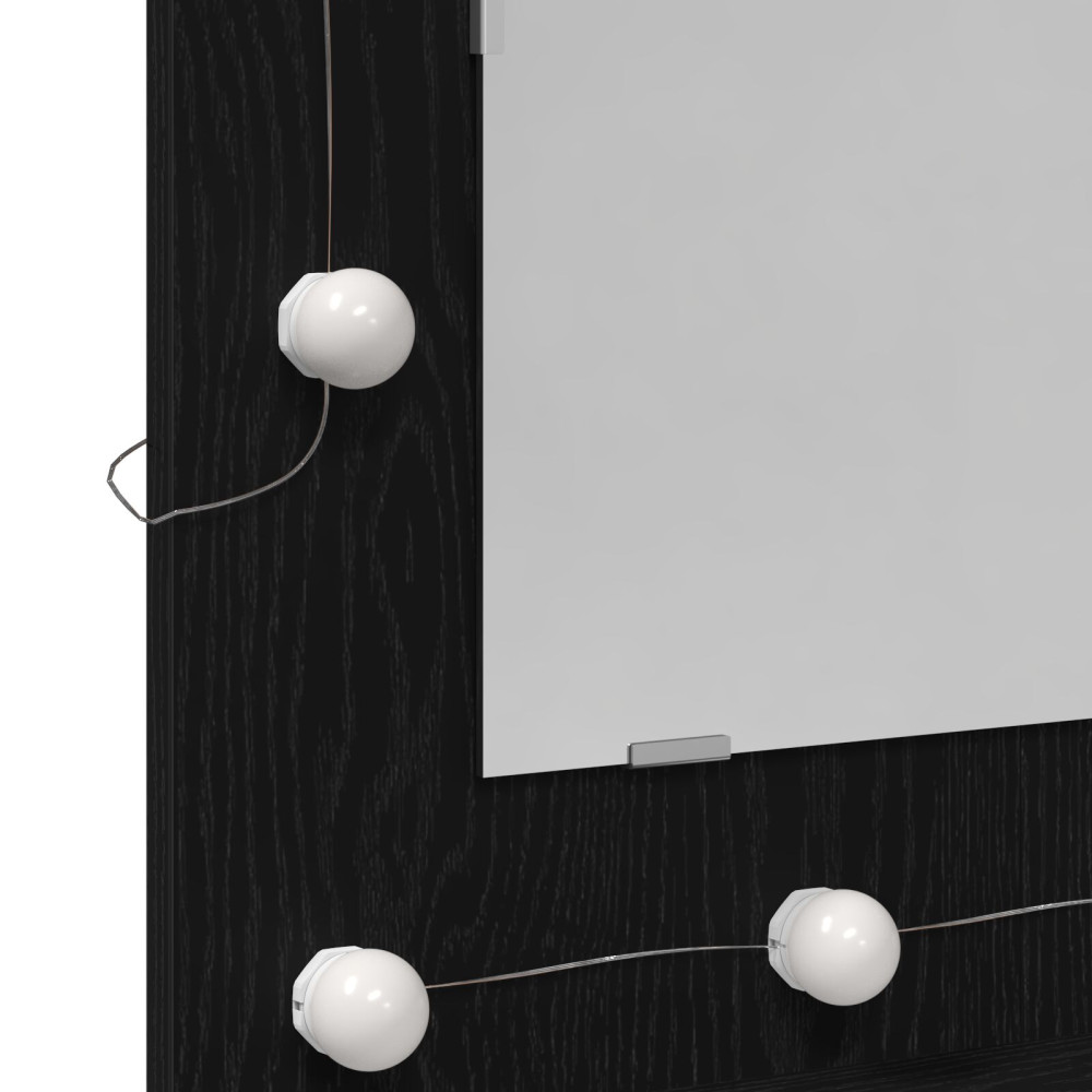 Produktbild för Spegelskåp med hylla Svart Ek 60 x 31,5 x 62 cm Konstruerat trä