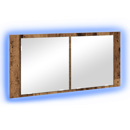 vidaXL LED Spegel Skåp Gammalt trä 100 x 12 x 45 cm Konstruerat trä