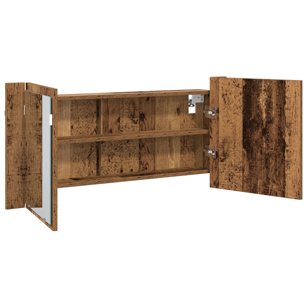 Produktbild för LED Spegel Skåp Gammalt trä 100 x 12 x 45 cm Konstruerat trä