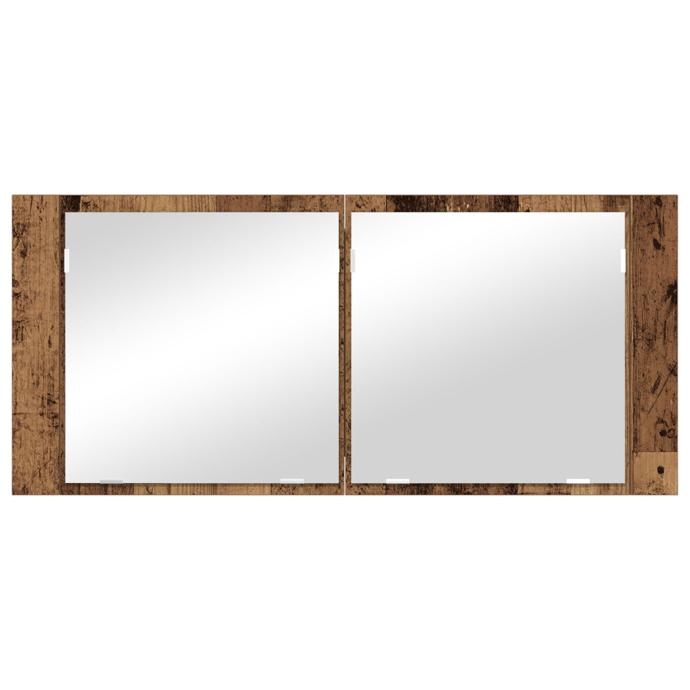 Produktbild för LED Spegel Skåp Gammalt trä 100 x 12 x 45 cm Konstruerat trä