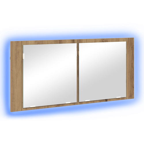 vidaXL LED Spegel Skåp Artisan Ek 100 x 12 x 45 cm Konstruerat trä