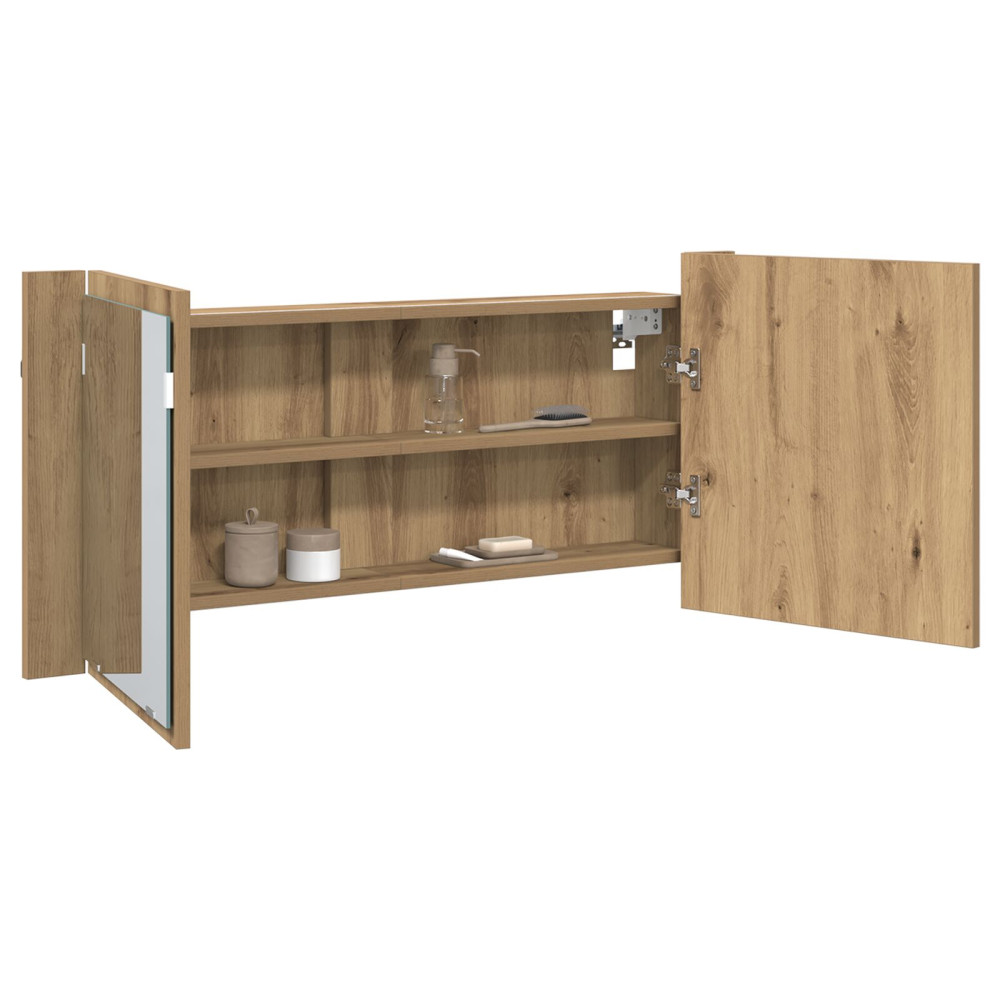 Produktbild för LED Spegel Skåp Artisan Ek 100 x 12 x 45 cm Konstruerat trä
