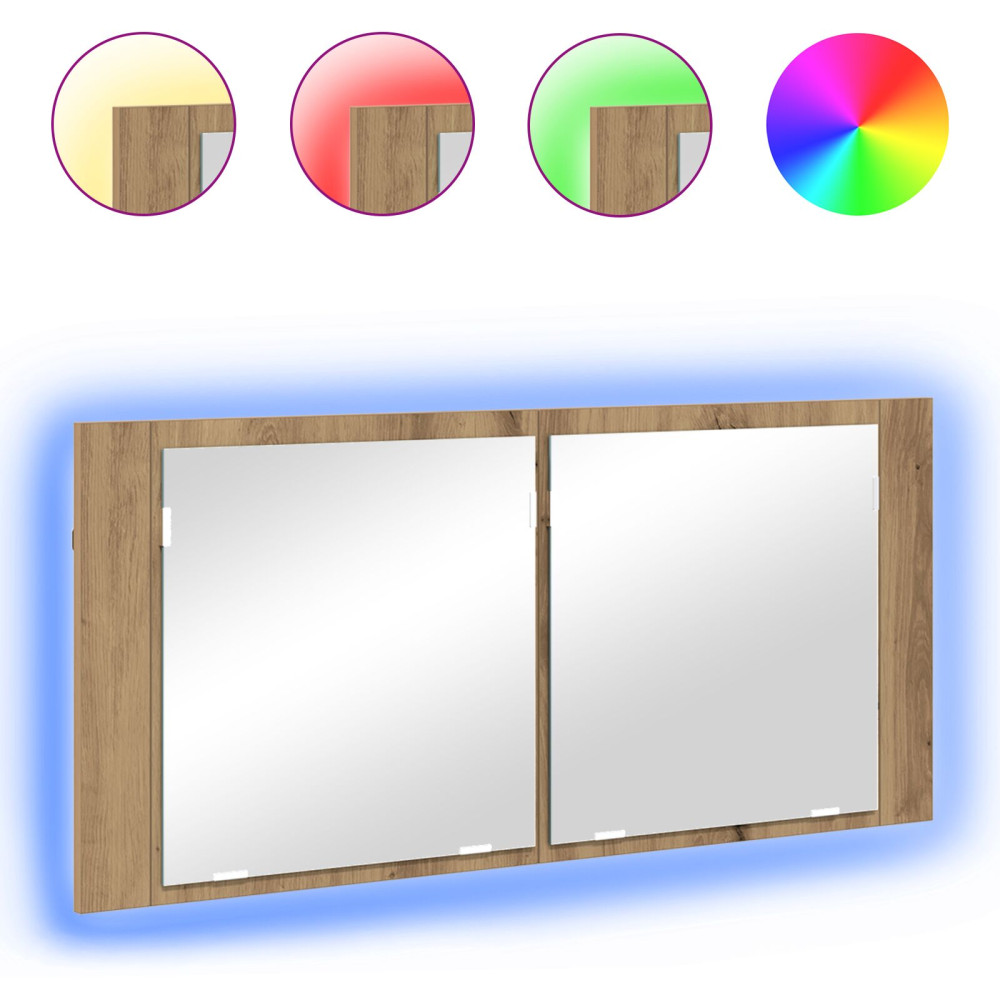 Produktbild för LED Spegel Skåp Artisan Ek 100 x 12 x 45 cm Konstruerat trä