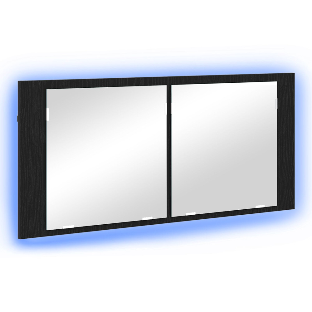 Produktbild för LED Spegel Skåp Svart Ek 100 x 12 x 45 cm Konstruerat trä