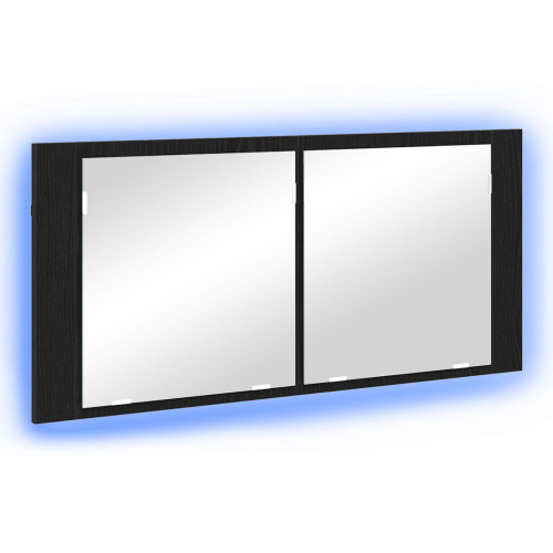 vidaXL LED Spegel Skåp Svart Ek 100 x 12 x 45 cm Konstruerat trä