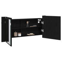 Produktbild för LED Spegel Skåp Svart Ek 100 x 12 x 45 cm Konstruerat trä