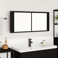 Produktbild för LED Spegel Skåp Svart Ek 100 x 12 x 45 cm Konstruerat trä