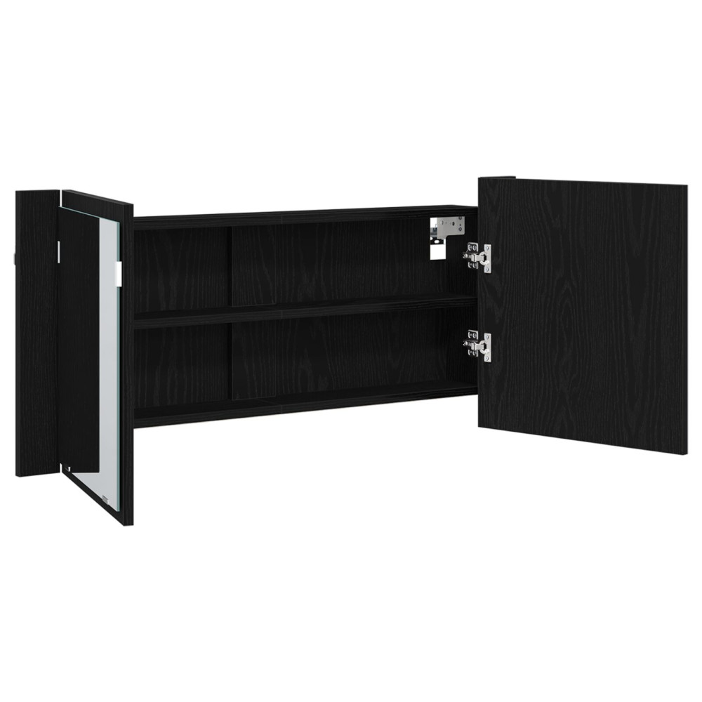 Produktbild för LED Spegel Skåp Svart Ek 100 x 12 x 45 cm Konstruerat trä