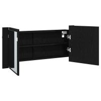 Produktbild för LED Spegel Skåp Svart Ek 100 x 12 x 45 cm Konstruerat trä