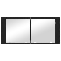 Produktbild för LED Spegel Skåp Svart Ek 100 x 12 x 45 cm Konstruerat trä
