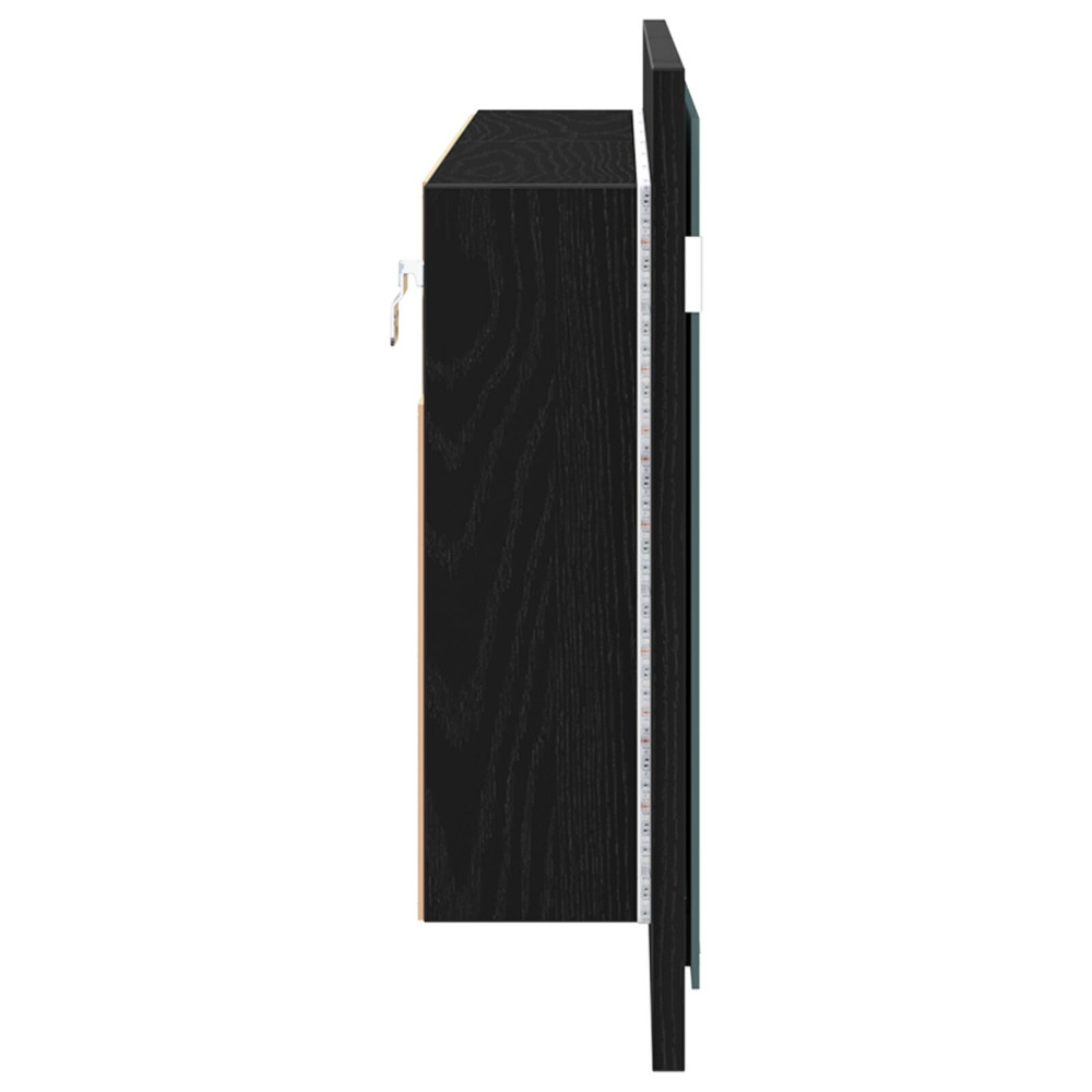 Produktbild för LED Spegel Skåp Svart Ek 100 x 12 x 45 cm Konstruerat trä