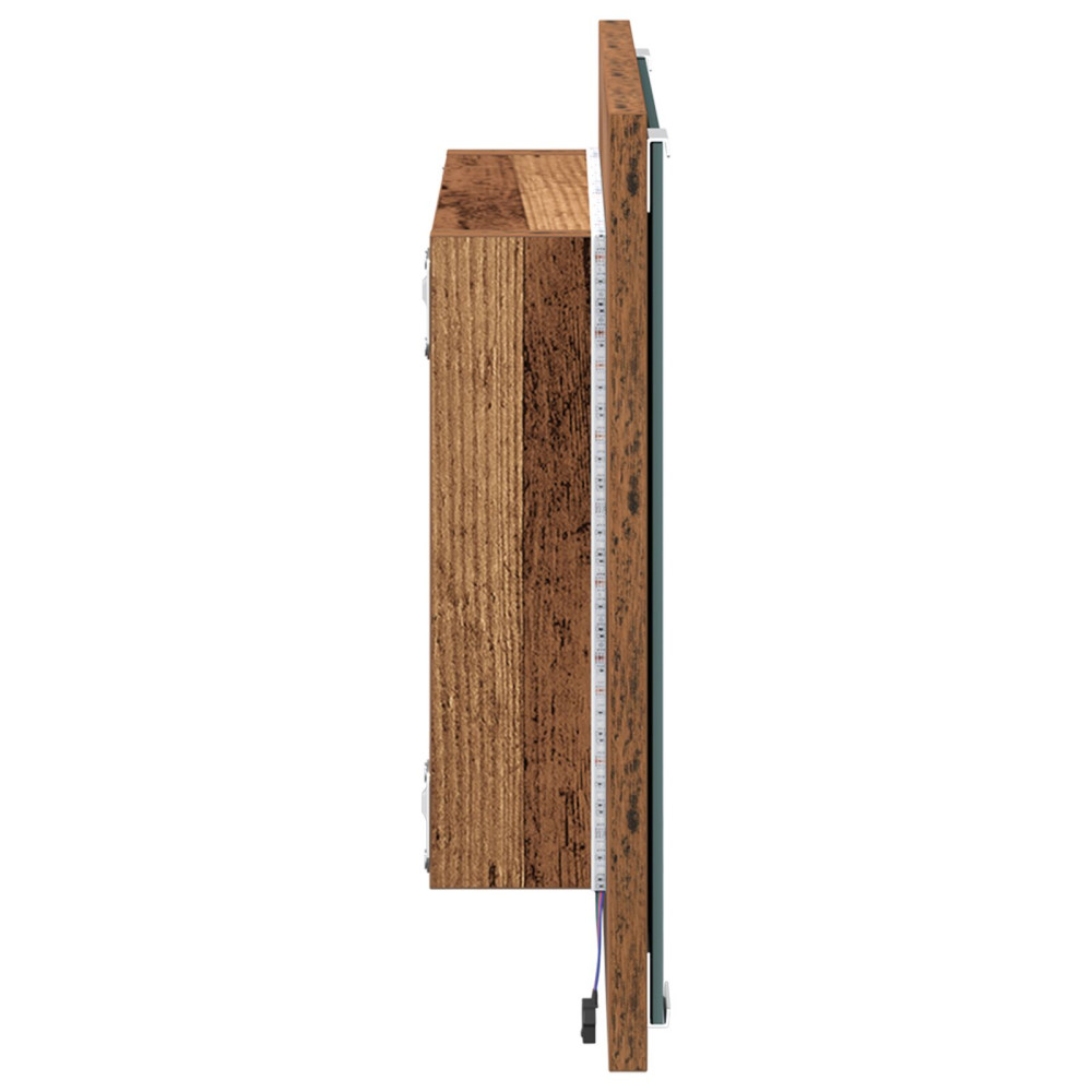 Produktbild för LED Badrumsspegel Gammalt trä 40 x 37 x 8.5 cm Konstruerat trä