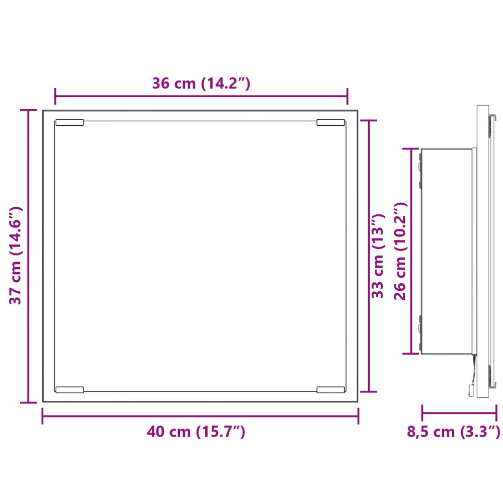 Produktbild för LED Badrumsspegel Artisan Ek 40 x 37 x 8.5 cm Konstruerat trä