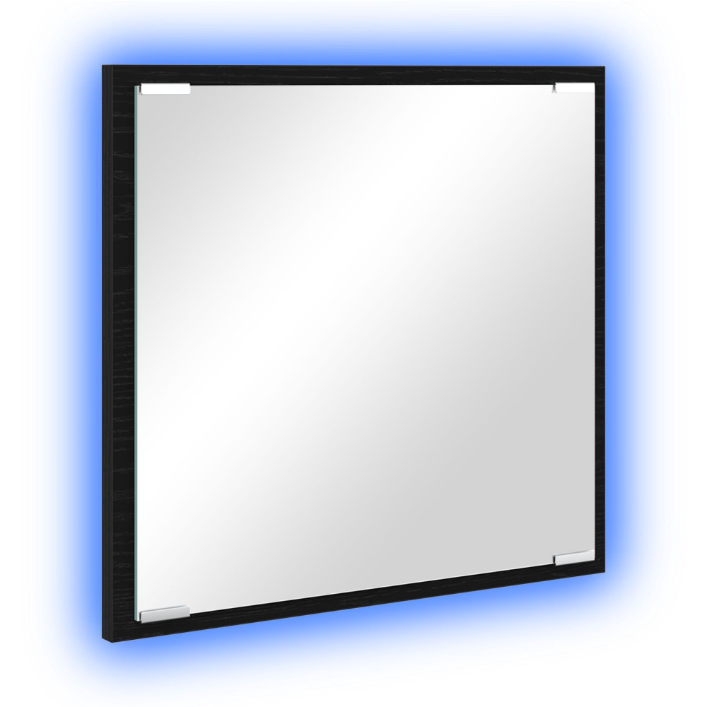 Produktbild för LED Badrumsspegel Svart Ek 40 x 37 x 8.5 cm Konstruerat trä