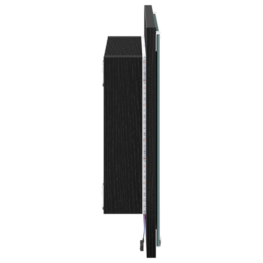 Produktbild för LED Badrumsspegel Svart Ek 40 x 37 x 8.5 cm Konstruerat trä