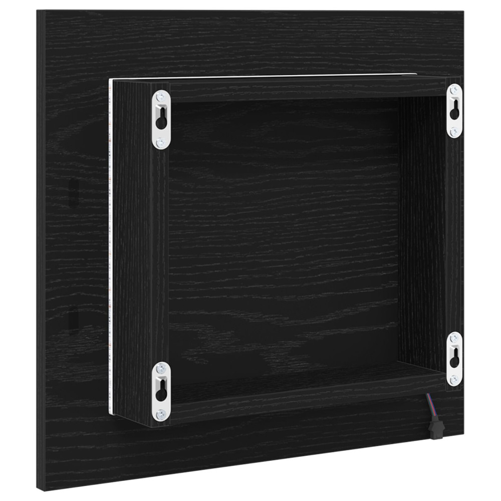 Produktbild för LED Badrumsspegel Svart Ek 40 x 37 x 8.5 cm Konstruerat trä