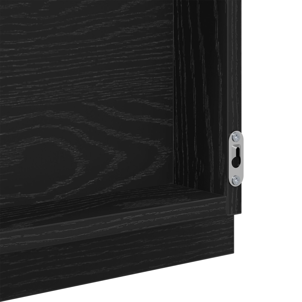 Produktbild för LED Badrumsspegel Svart Ek 40 x 37 x 8.5 cm Konstruerat trä