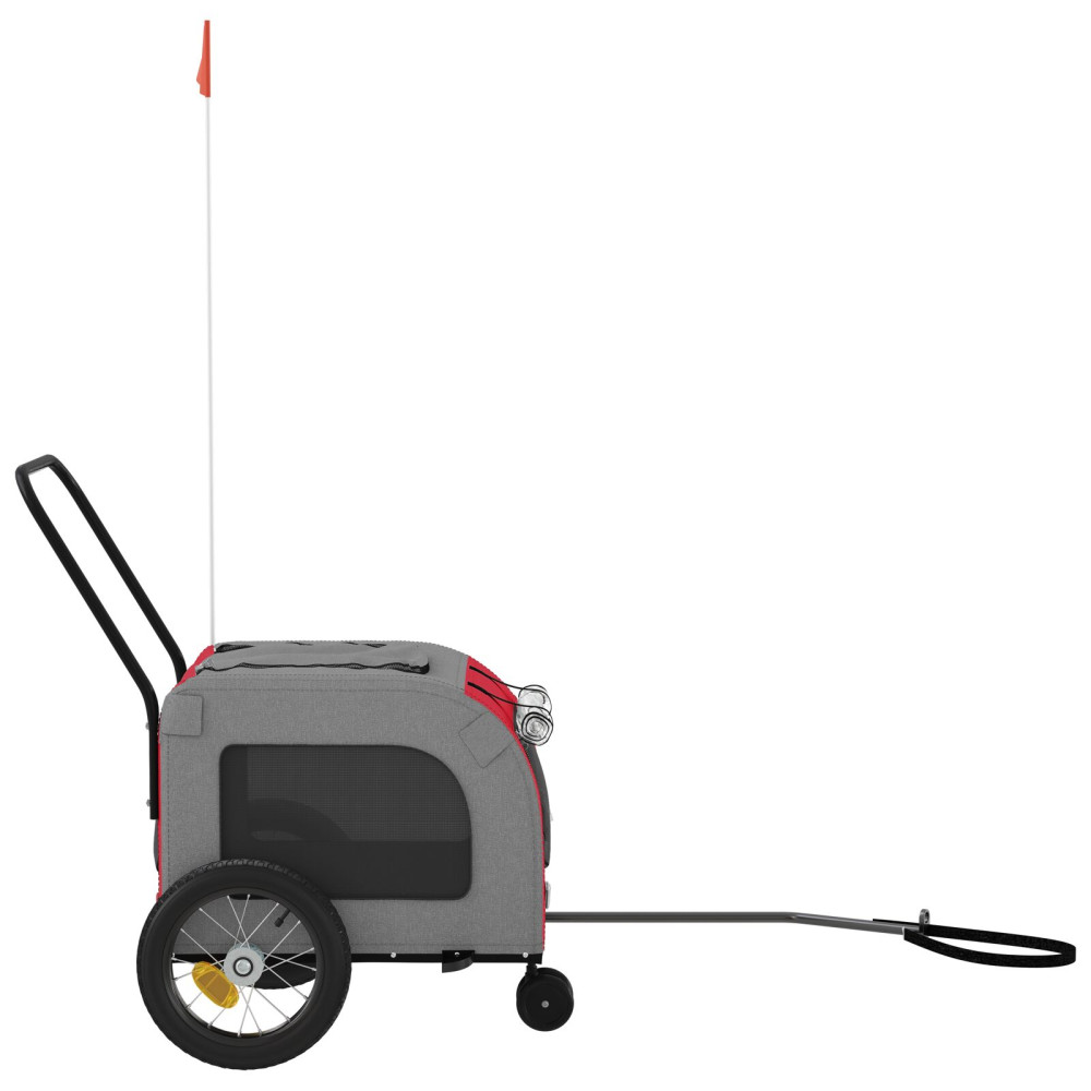 Produktbild för Cykelkärra för husdjur med lagring Röd och grå 125 x 53 x 54 cm