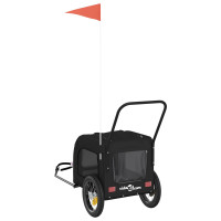Produktbild för Cykelkärra för husdjur med lagring Svart 125 x 53 x 54 cm