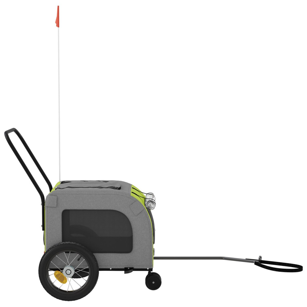 Produktbild för Cykelkärra för husdjur Grön och grå 125 x 53 x 54 cm