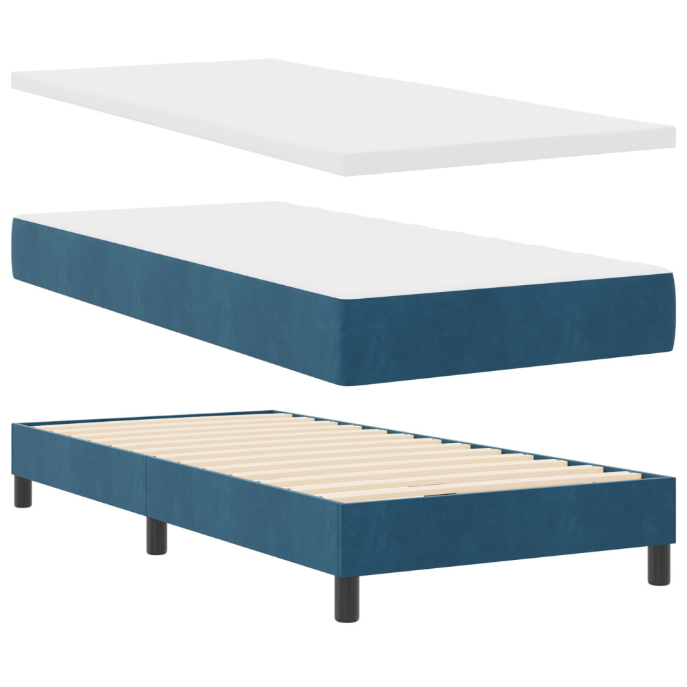 Produktbild för Bäddfjäder med madrass Mörkblå 100 x 200 cm Sammet