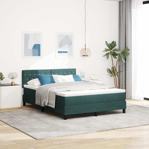 vidaXL Bäddfjäder med madrass Mörkgrön 140 x 200 cm Sammet