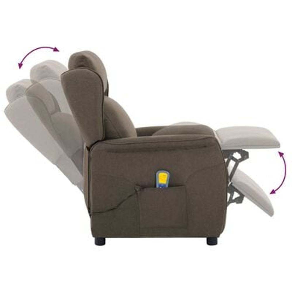 Produktbild för Massagefåtölj med kudde Taupe 93.5 x 67.5 x 101.5 cm tyg