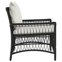 Produktbild för Trädgård Stol med kudde Svart 73 x 61 x 77 cm konstrotting