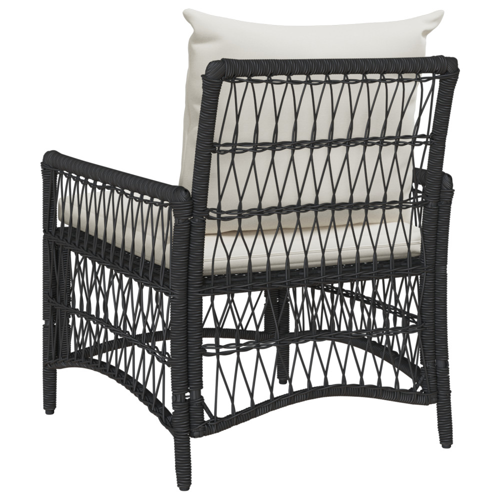 Produktbild för Trädgård Stol med kudde Svart 73 x 61 x 77 cm konstrotting