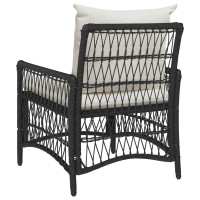 Produktbild för Trädgård Stol med kudde Svart 73 x 61 x 77 cm konstrotting