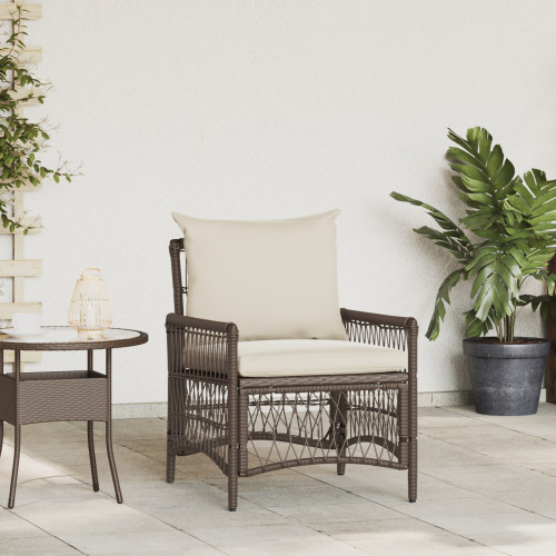 vidaXL Trädgård Stol med kudde Brun 73 x 61 x 77 cm konstrotting
