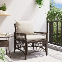 Produktbild för Trädgård Stol med kudde Brun 73 x 61 x 77 cm konstrotting